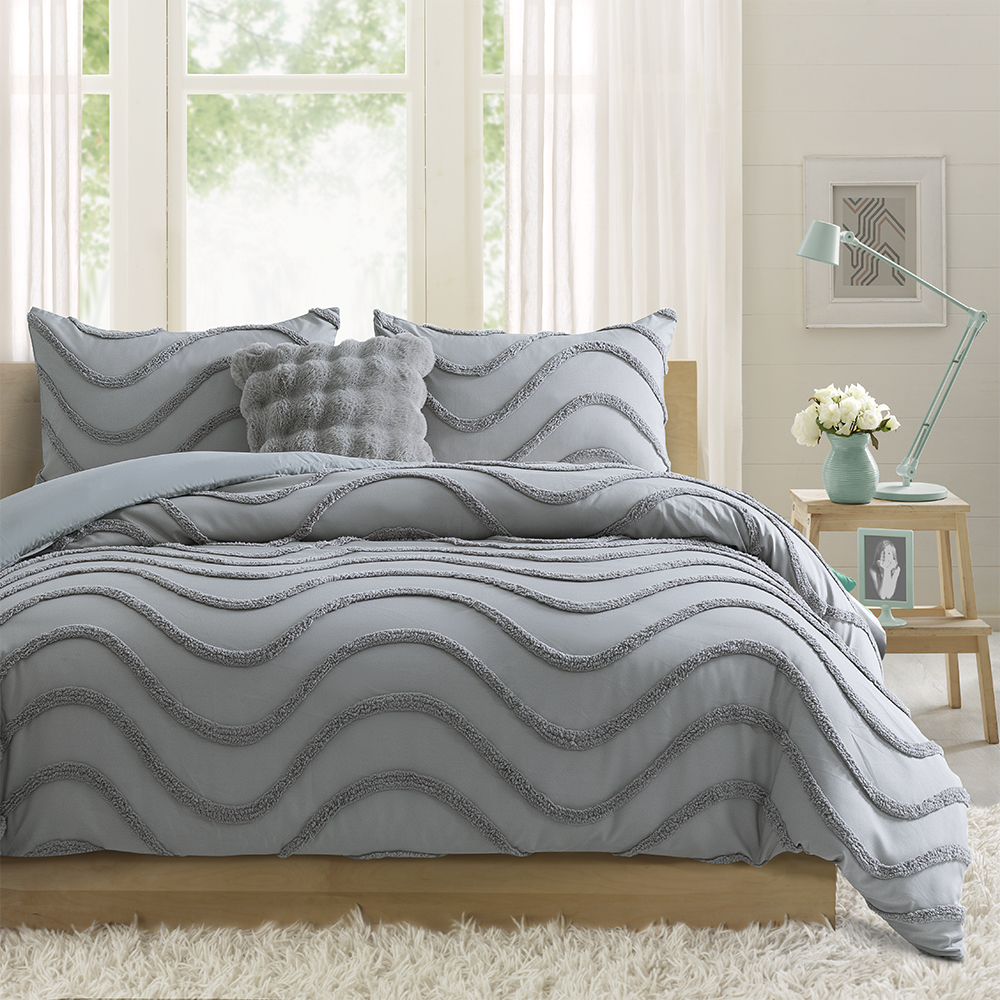 Milah Geometric Wave Moderná všívaná ženilková výšivka Obliečka na paplón Súprava obliečok na posteľnú bielizeň