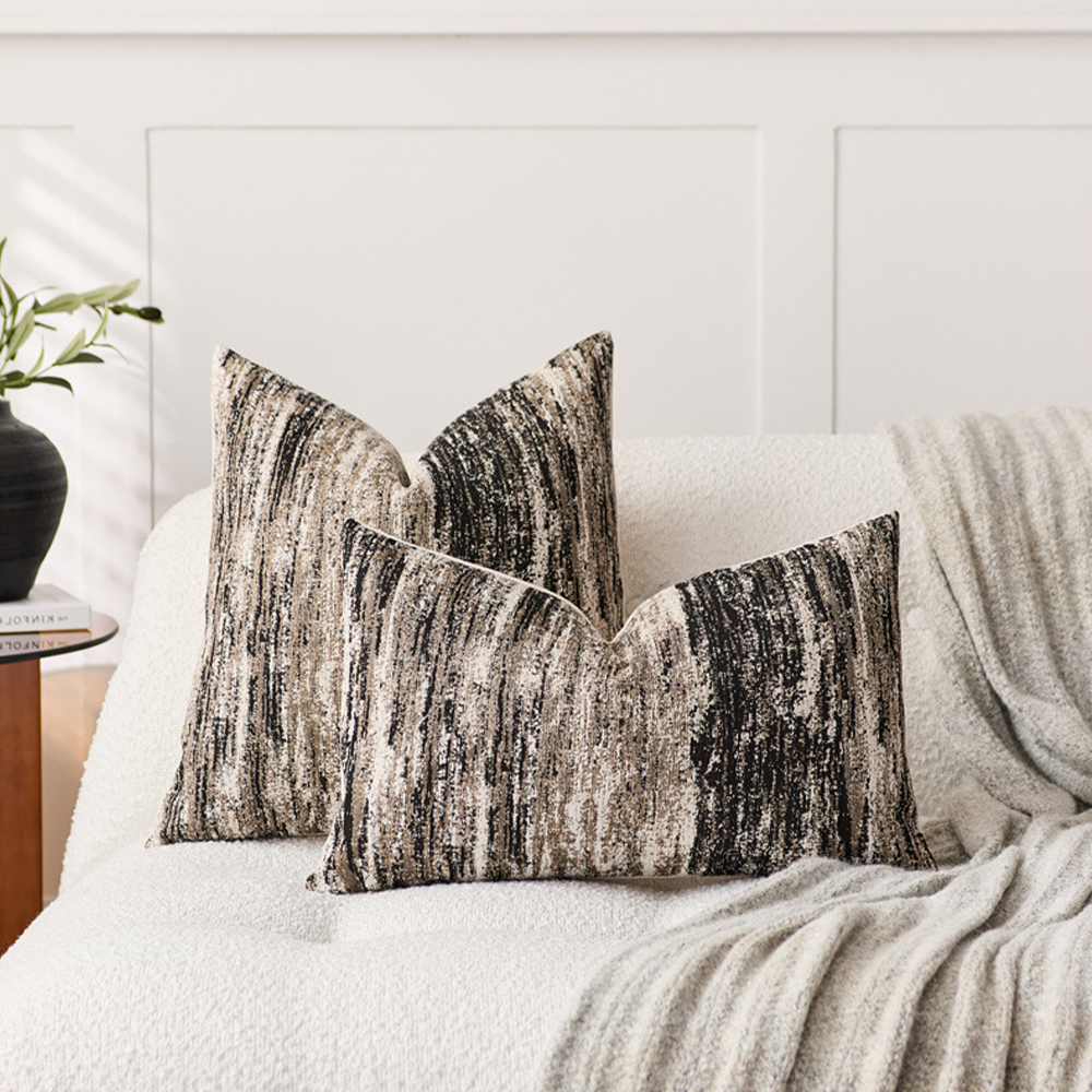 Neutral Brushstroke Lumbar Ženilka vankúš deco vankúš